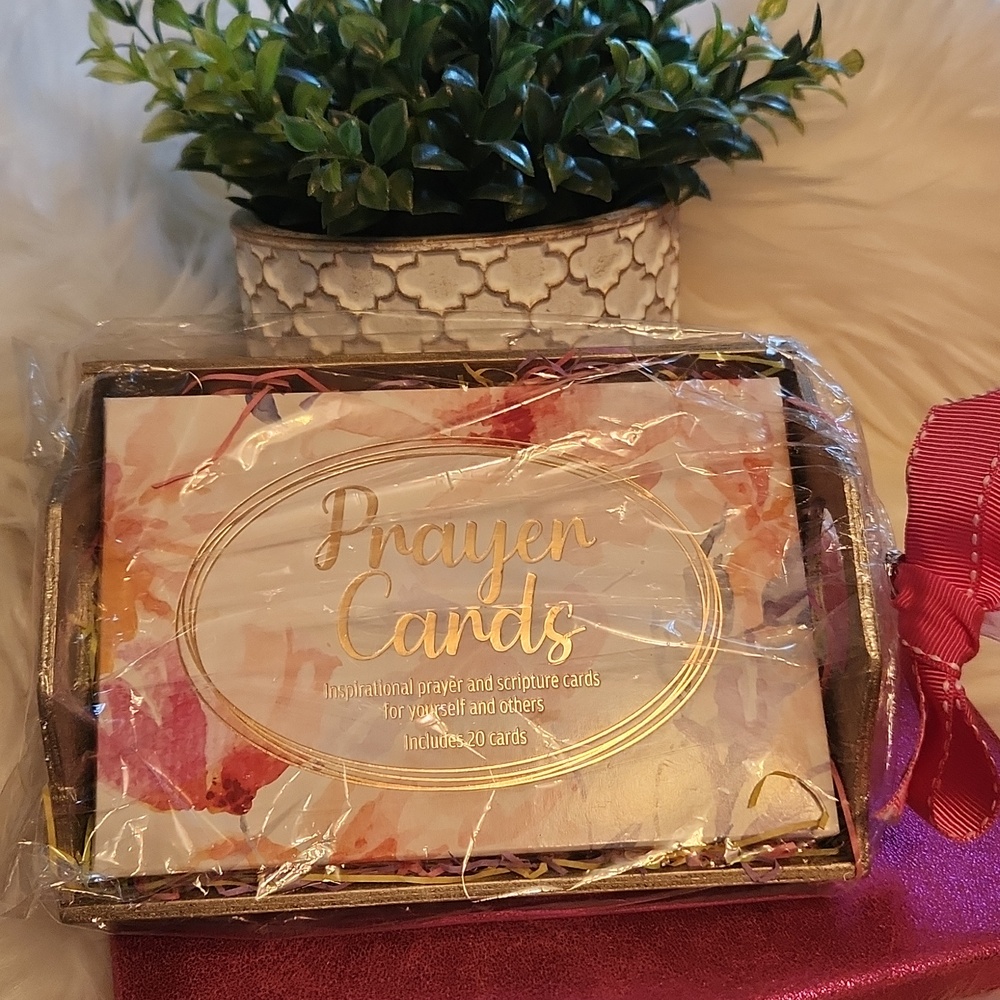 Inspirational prayer/scripture cards -Wood Handled Tray - Set Includes 2…